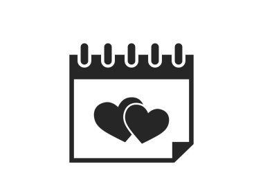 Kalpli Sevgililer Günü takvimi. Sevgililer Günü tasarım elementi. Aşk sembolü. izole vektör resmi