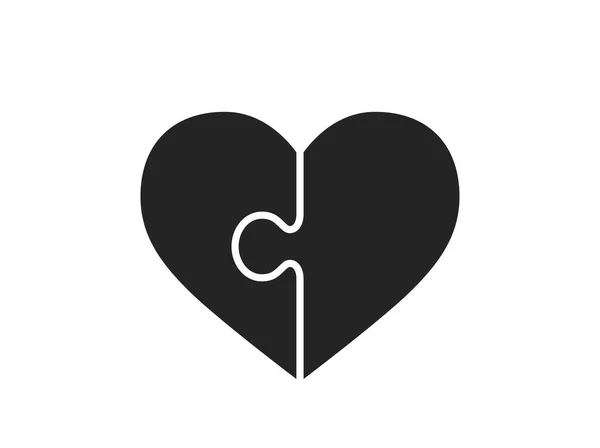 パズルハートのアイコン バレンタインと愛のシンボル 孤立したベクトル画像をフラットスタイルで — ストックベクタ