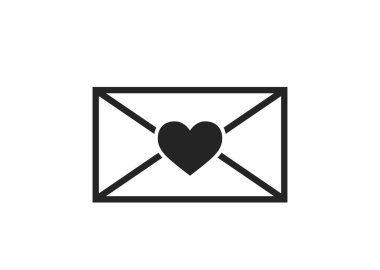 Kalp çizgisi simgesi olan zarf. Aşk mesajı. Sevgililer günü kartı ve aşk sembolü. izole vektör resmi