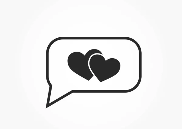 Love Message Icon Chat Bubble Two Hearts Valentines Love Symbol — Stock Vector