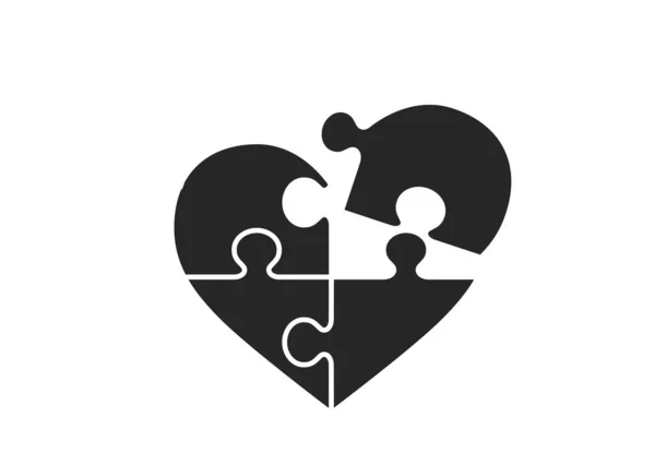 パズルハートのアイコン バレンタインデーと愛のシンボル 孤立したベクトル画像 — ストックベクタ