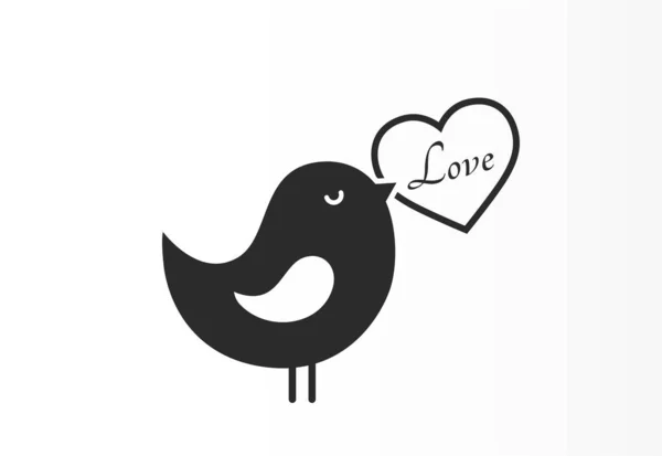 Pájaros Con Icono Del Mensaje Amor Día San Valentín Símbolo — Vector de stock