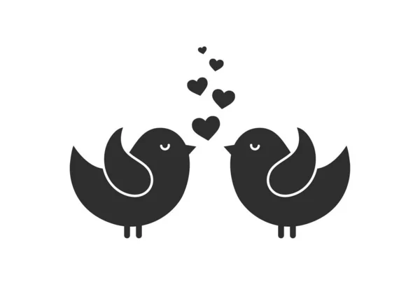 Icône Des Oiseaux Amour Couple Amoureux Symbole Valentines Élément Conception — Image vectorielle