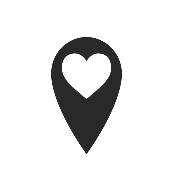 ハートアイコンのある場所ピン バレンタインデーと愛のシンボル 孤立したベクトル画像をフラットスタイルで — ストックベクタ