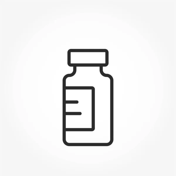 Línea Botella Vacuna Icono Elemento Diseño Médico Farmacéutico Vacunación Vectorial — Vector de stock