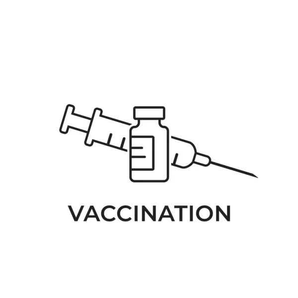 Védőoltási Vonal Ikonja Oltóanyag Fecskendő Képe Orvosi Tervezési Elem Egyszerű — Stock Vector