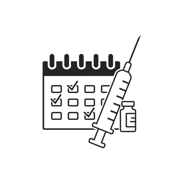 Calendario Vacunación Icono Vacuna Jeringa Elemento Diseño Médico Símbolo Inmunización — Vector de stock