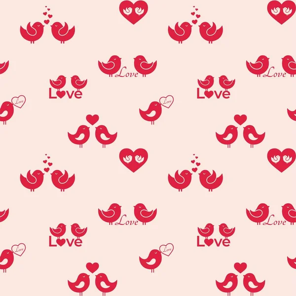 Fond Romantique Sans Couture Avec Des Oiseaux Amour Saint Valentin — Image vectorielle