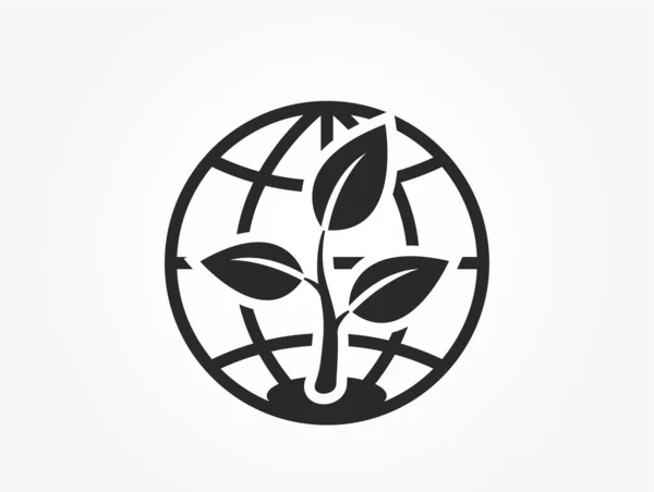 Környezeti Ikon Környezetvédelmi Öko Szimbólum Növényt Növeszteni Földgömböt Termeszteni Elszigetelt — Stock Vector