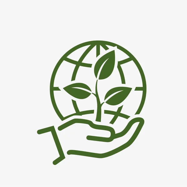 ortam simgesini kaydet. Bitkiler filizlenir ve dünya elimizde kalır. Çevresel ve eko sembolü. düz biçimli yeşil vektör resmi