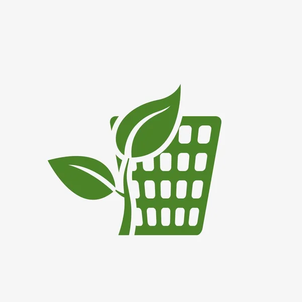 Eco Afval Icoon Milieuvriendelijk Afvalsymbool Plantenspruit Vuilnisbak Groene Kleur Vector — Stockvector