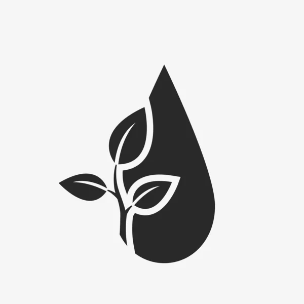 Öko Víz Ikon Ökológia Környezetbarát Szimbólum Növény Hajtás Csepp Víz — Stock Vector