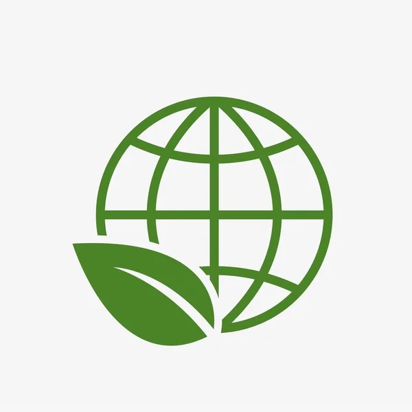 Globális Környezeti Ikon Környezetvédelmi Öko Szimbólum Levél Földgömb Vektor Zöld — Stock Vector