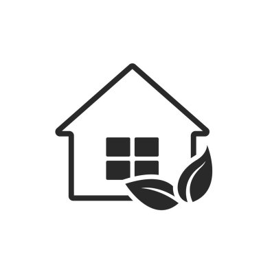 Eko ev çizgisi simgesi. Çevre dostu bina sembolü. ev ve vektör resmini düz biçimde bırakır