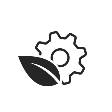 Eco technology line icon. mechanical gear and leaf. eco friendly, environmental and industry symbol. isolated vector image in flat style
