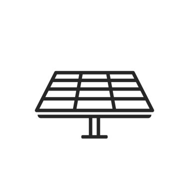Güneş paneli çizgi simgesi. Güneş enerjisi, sürdürülebilir ve yenilenebilir enerji sembolü. izole vektör resmi
