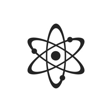 Atom çizgisi simgesi. Nükleer güç sembolü. Bilim ve kuantum fiziği sembolü. Düz biçimdeki izole vektör resmi