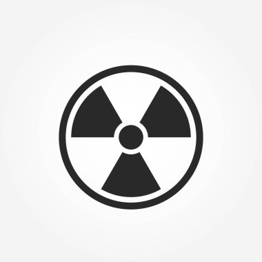 Nükleer sembol. Atom ve radyasyon işareti. Ekoloji ve çevre ikonu. Düz biçimdeki izole vektör resmi