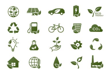 Ekonomi ikonu hazır. Çevre dostu, ekoloji ve çevre sembolleri. Düz biçimdeki izole vektör resimleri