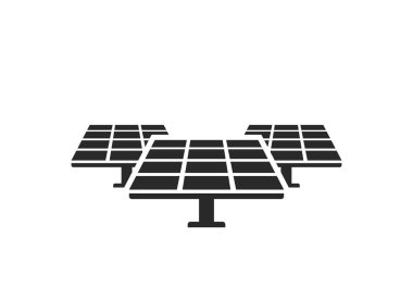 Güneş enerjisi santrali ikonu. Güneş enerjisi ve güneş çiftliği sembolü. sürdürülebilir, yenilenebilir ve alternatif enerji sembolü. izole vektör resmi