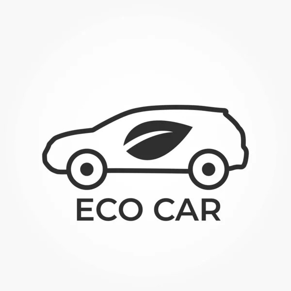 Ikona Eko Samochodu Pojazd Bezemisyjny Symbol Transportu Ekologicznego Logo Wektor — Wektor stockowy