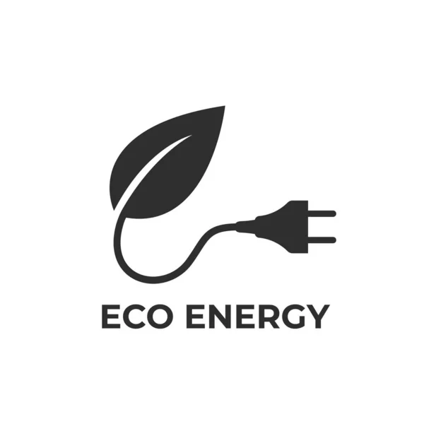 Ikona Energii Ekologicznej Liść Wtyczka Elektryczna Symbol Ekologiczności Środowiska Zrównoważonej — Wektor stockowy