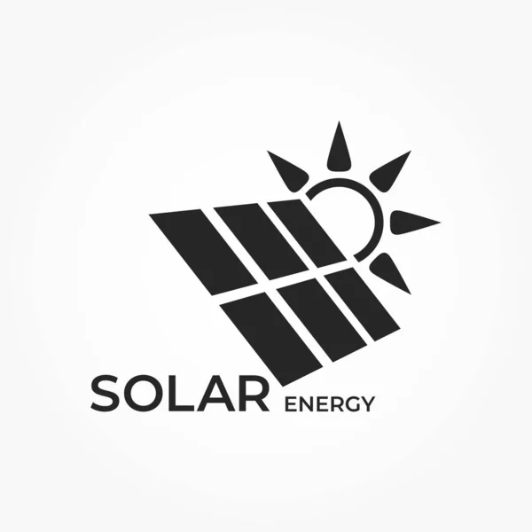 Güneş enerjisi logosu. Çevre, sürdürülebilir ve yenilenebilir enerji sembolü. solar panel izole vektör görüntüsü