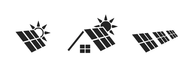 Conjunto Ícone Energia Solar Logotipo Energia Solar Símbolos Ecológicos Ambientais —  Vetores de Stock