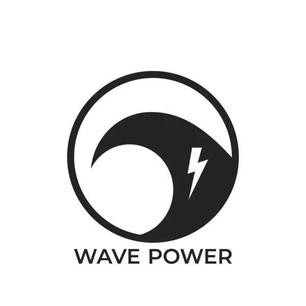 Wellenkraft Logo Öko Alternative Nachhaltige Und Erneuerbare Energien Isoliertes Vektorbild — Stockvektor