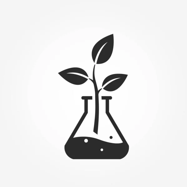 Ikonen För Miljökemi Giftfri Symbol Kemisk Kolv Med Löv Ekologisk — Stock vektor