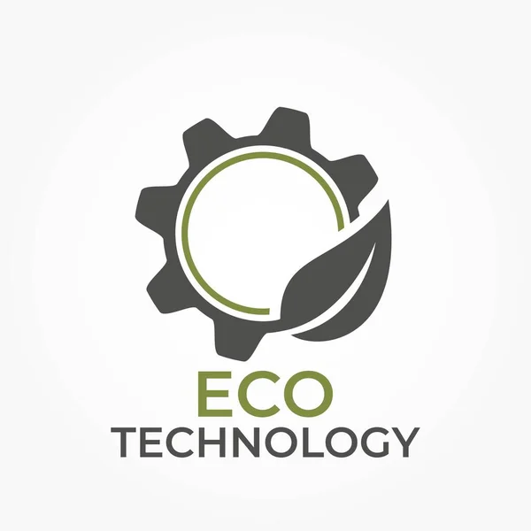 Eco Technology Logo Gear Leaf Icon Environment Eco Friendly Industry — Stock Vector