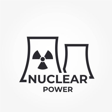 Nükleer güç logosu. Nükleer santral ikonu. Elektrik ve enerji endüstrisinin sembolü. izole vektör resmi