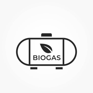 Biyogaz tankı çizgisi simgesi. Gaz depolama ve alternatif enerji sembolü. Çevre dostu endüstri. izole vektör resmi