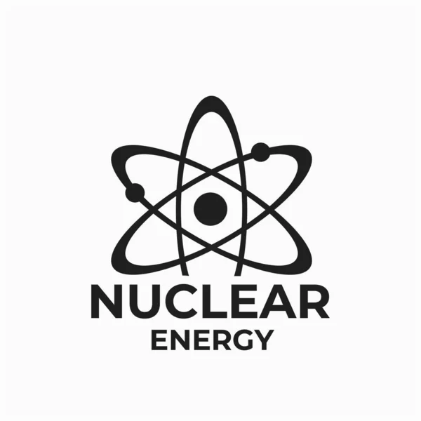 Logo Energii Jądrowej Ikona Atomu Energii Jądrowej Symbolu Elektryczności Odizolowany — Wektor stockowy