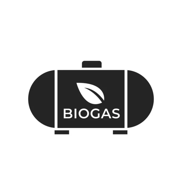 Biyogaz tankı ikonu. Gaz depolama ve alternatif enerji sembolü. Çevre dostu endüstri. Düz biçimdeki izole vektör resmi
