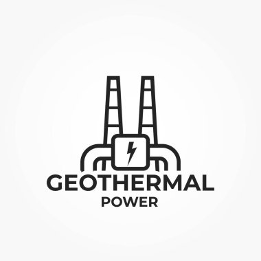 Jeotermal enerji ikonu. Elektrik santrali logosu. sürdürülebilir, yenilenebilir ve alternatif enerji sembolü. izole vektör resmi