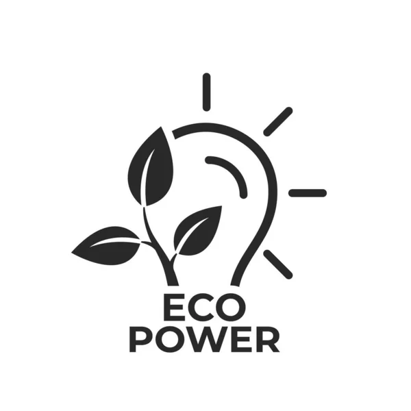Eco Power Logo Duurzame Hernieuwbare Milieuvriendelijke Energiesymbool Geïsoleerd Vectorbeeld — Stockvector