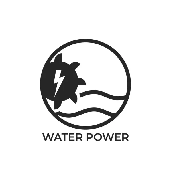 Wasserkraft Rundes Logo Ökologische Nachhaltige Und Erneuerbare Energien Isoliertes Vektorbild — Stockvektor