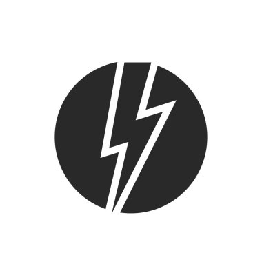Çember simgesindeki şimşekler. Enerji, elektrik ve güç sembolü. Düz biçimdeki izole vektör resmi