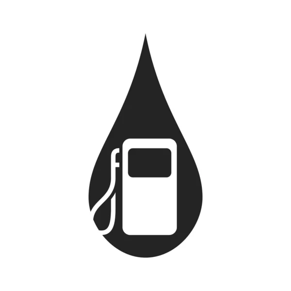 Oil Drop Symbol Mit Einer Tankstelle Ölindustrie Und Kraftstoffsymbol Isoliertes — Stockvektor