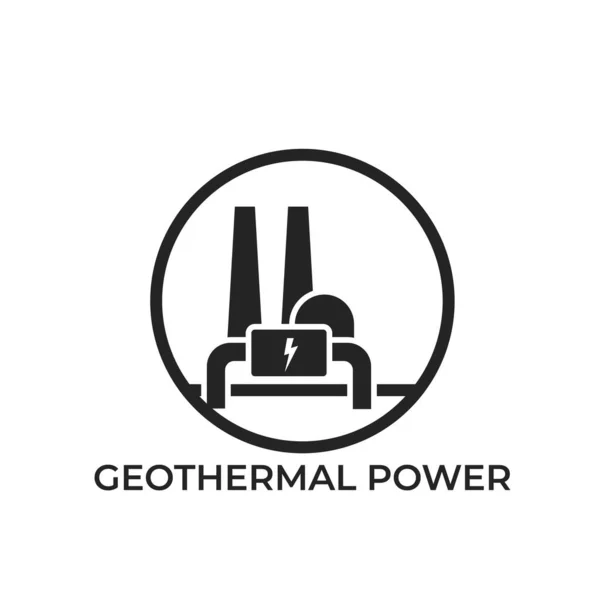 Logotipo Planta Energía Geotérmica Industria Ecológica Energía Sostenible Renovable Alternativa — Vector de stock