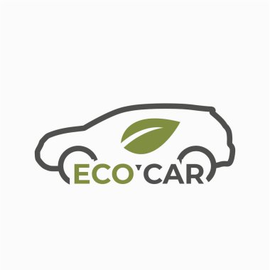 Eko araba logosu. Çevre dostu ulaşım. Sıfır emisyon aracı. renk vektör resmi