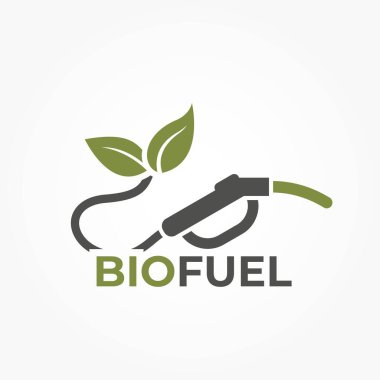 Biyoyakıt logosu. Çevresel otomobil istasyonu ikonu. Yakıt ikmali silahı. Çevre dostu endüstri ve alternatif enerji sembolü. izole vektör resmi