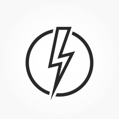 Çember çizgisi simgesindeki şimşekler. Elektrik, enerji ve güç sembolü. izole vektör resmi