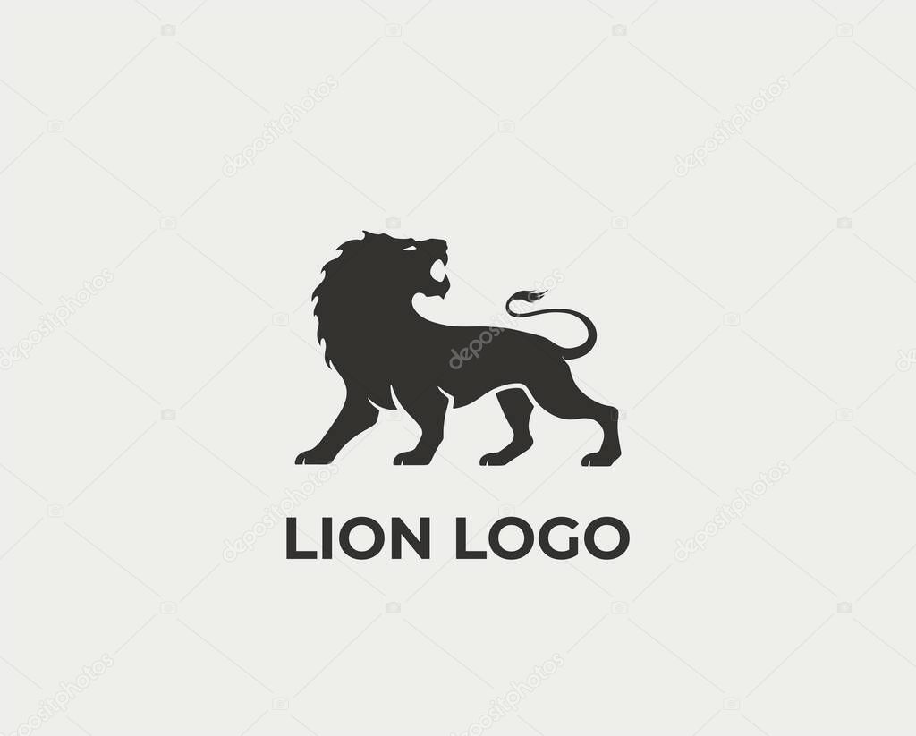 Lion logo. company logo design. valor, strength and power symbol. vector image in flat style