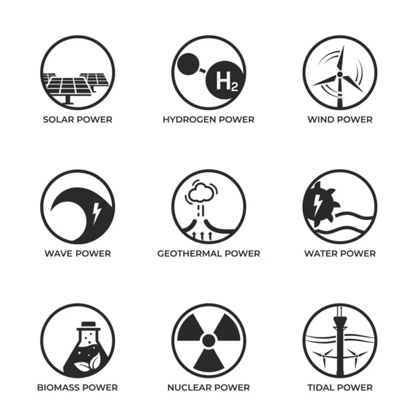 Ikona Zrównoważonej Energii Ikony Przyjazne Dla Środowiska Zielonej Energii Symbole — Wektor stockowy