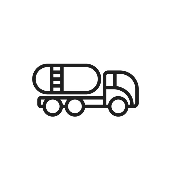 Fuel Truck Line Icon Gasoline Diesel Transportation Symbol Isolated Vector — Stock Vector