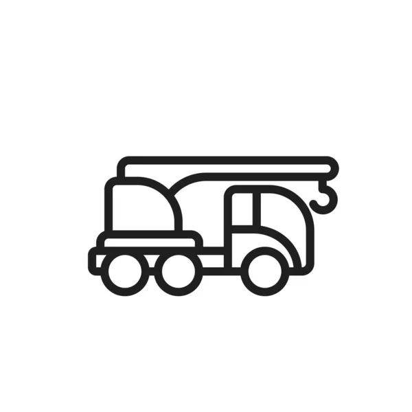 Значок Линии Грузовика Крана Строительная Машина Транспортный Символ Изолированные Векторные — стоковый вектор