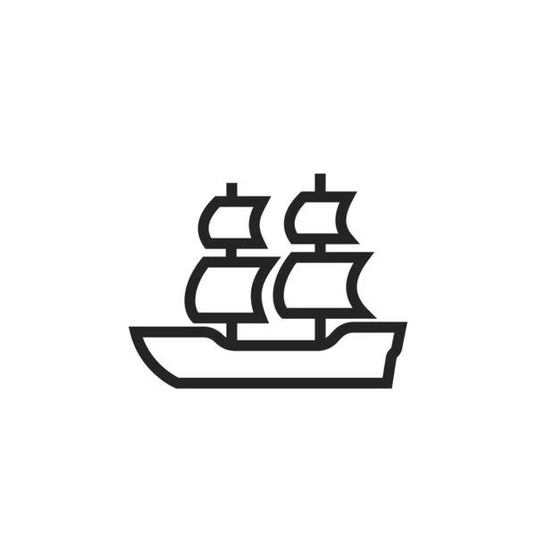 Иконка Линии Парусника Древний Символ Морского Транспорта Изолированные Векторные Изображения — стоковый вектор