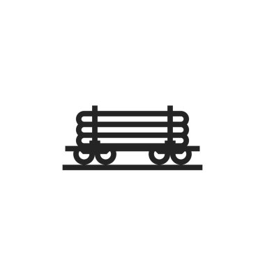 Kereste taşıma hattı ikonu için demiryolu platformu. Tren vagonu sembolü. basit biçimdeki izole vektör resmi